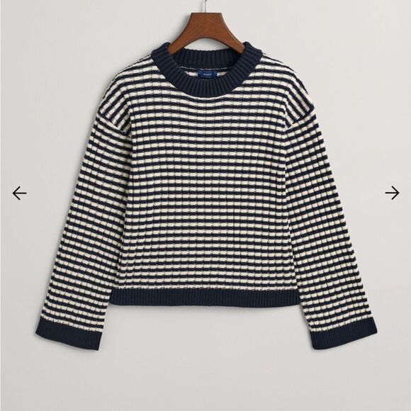 Gant Striped Cotton Rib Crew Neck Sweater XL NWT - Picture 1 of 5